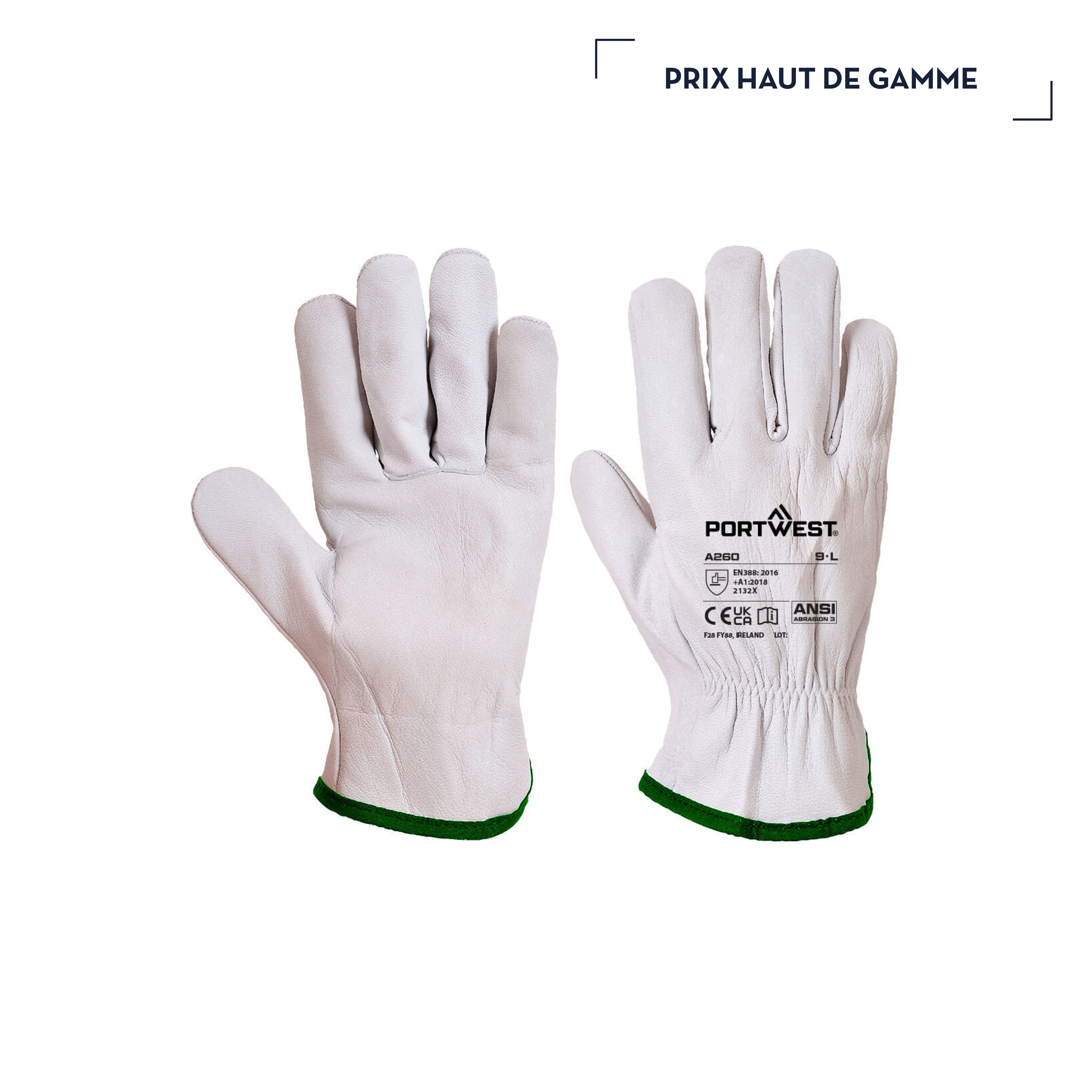 A260 | GANTS DE TRAVAIL DRIVER BLANC VENDU PAR 12
