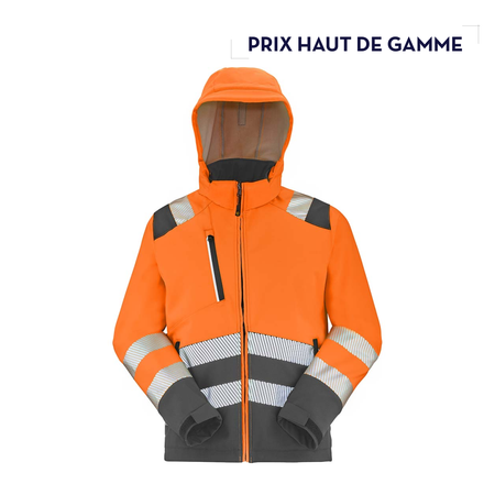 LUNAR CAPUCHE | VESTE SOFTSHELL HAUTE VISIBILITÉ À CAPUCHE